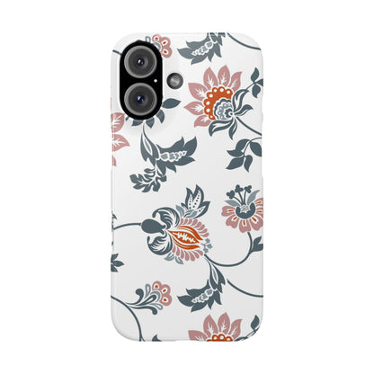 Pink and Green Flower Pattern, Floral Slim Phone Cases, Case-Mate IPHONE16 and all sizes