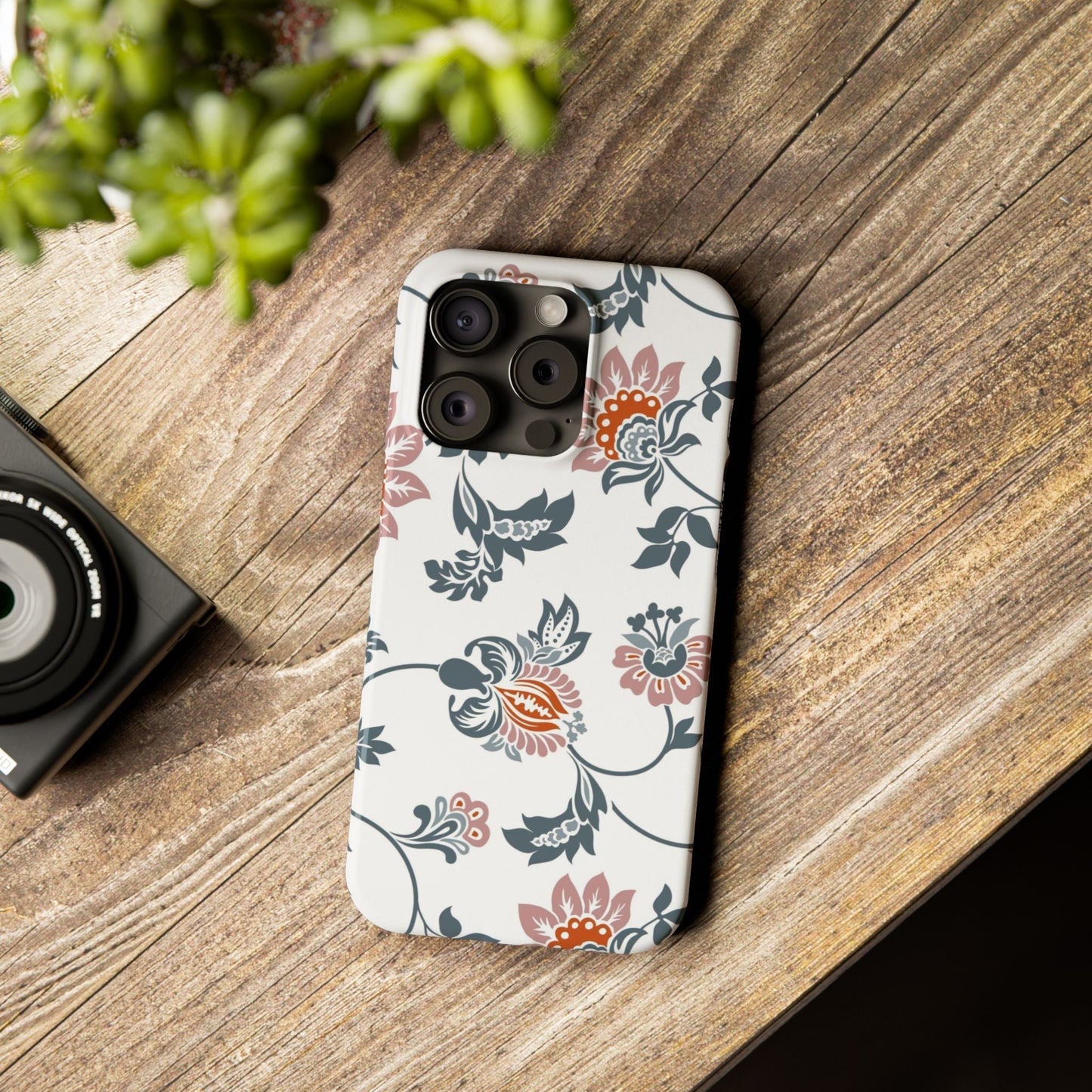 Pink and Green Flower Pattern, Floral Slim Phone Cases, Case-Mate IPHONE16 and all sizes