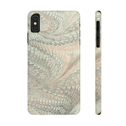 Marbled VIntage Design, Italian Feather Phone Case, Green Hues, Mint, Beige, Neutrals, Slim Phone Cases, IPHONE16 and all sizes