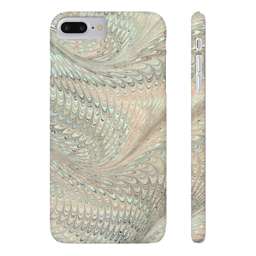 Marbled VIntage Design, Italian Feather Phone Case, Green Hues, Mint, Beige, Neutrals, Slim Phone Cases, IPHONE16 and all sizes